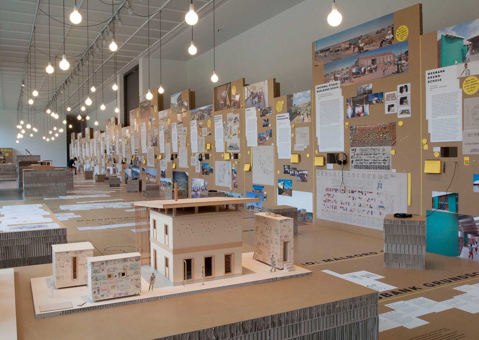 Exhibition room with architectural model