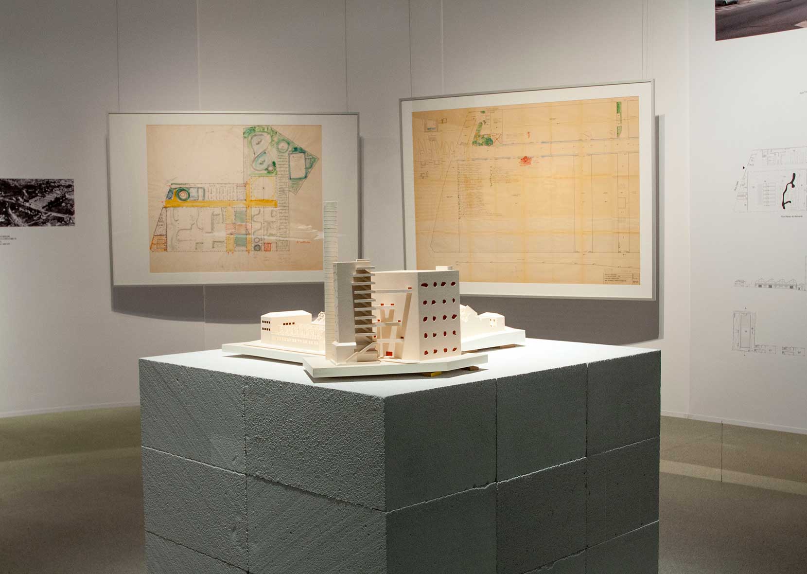 Exhibition room with architectural model