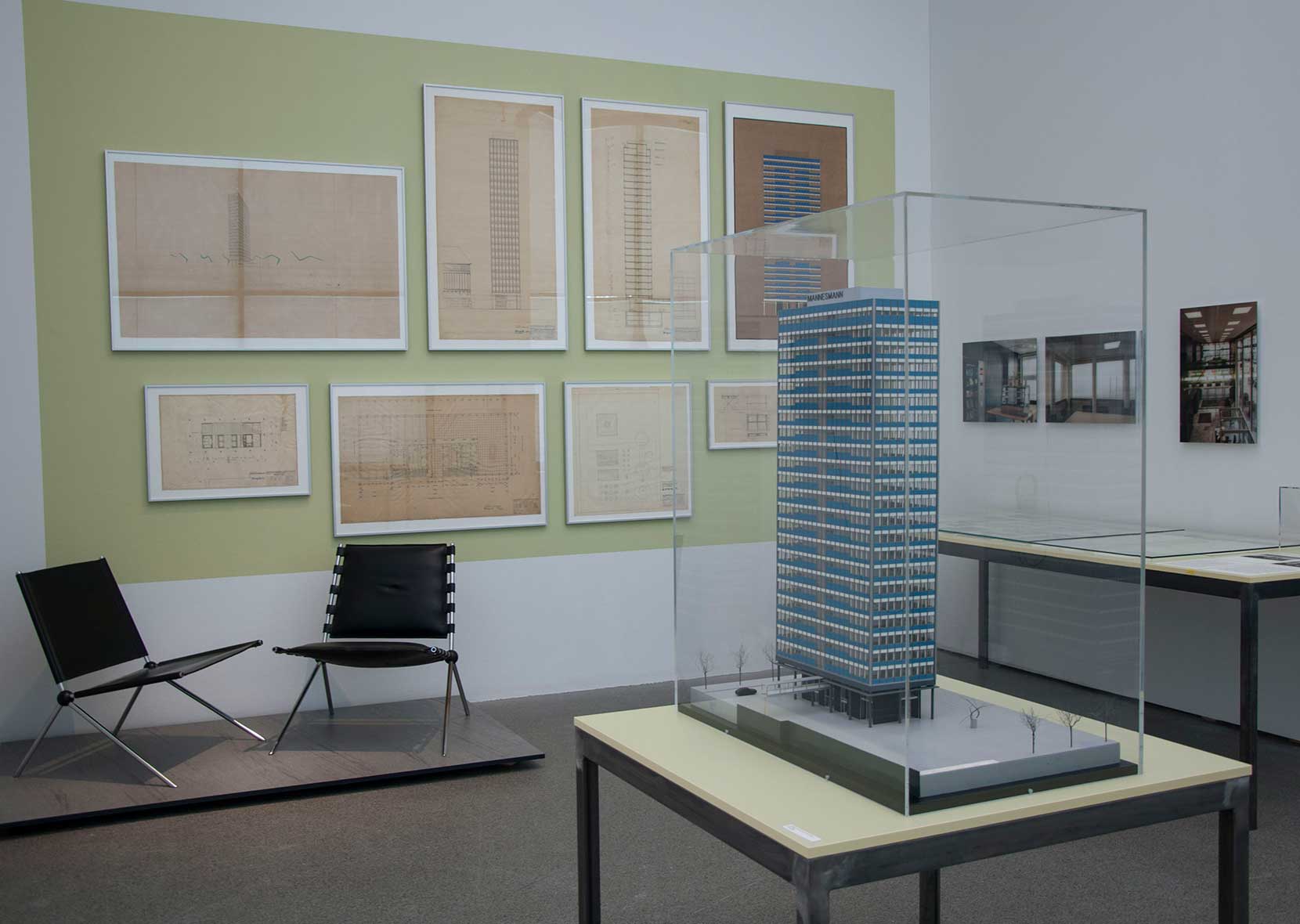 Exhibition room with architectural model