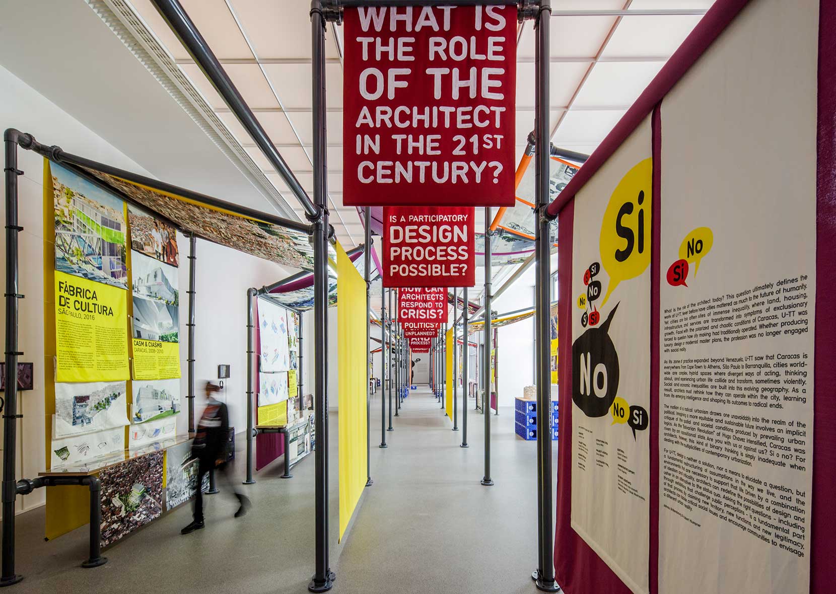 Exhibition room with one person