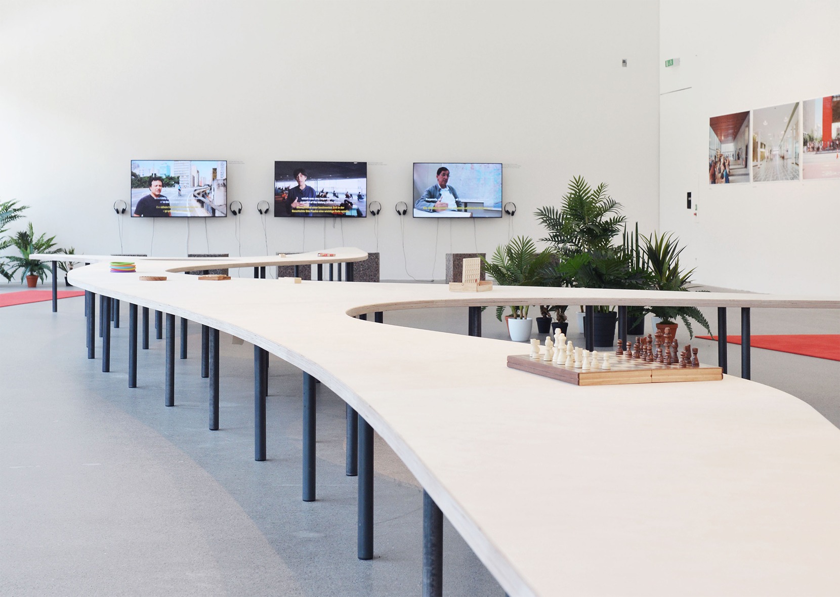 long table in exhibition
