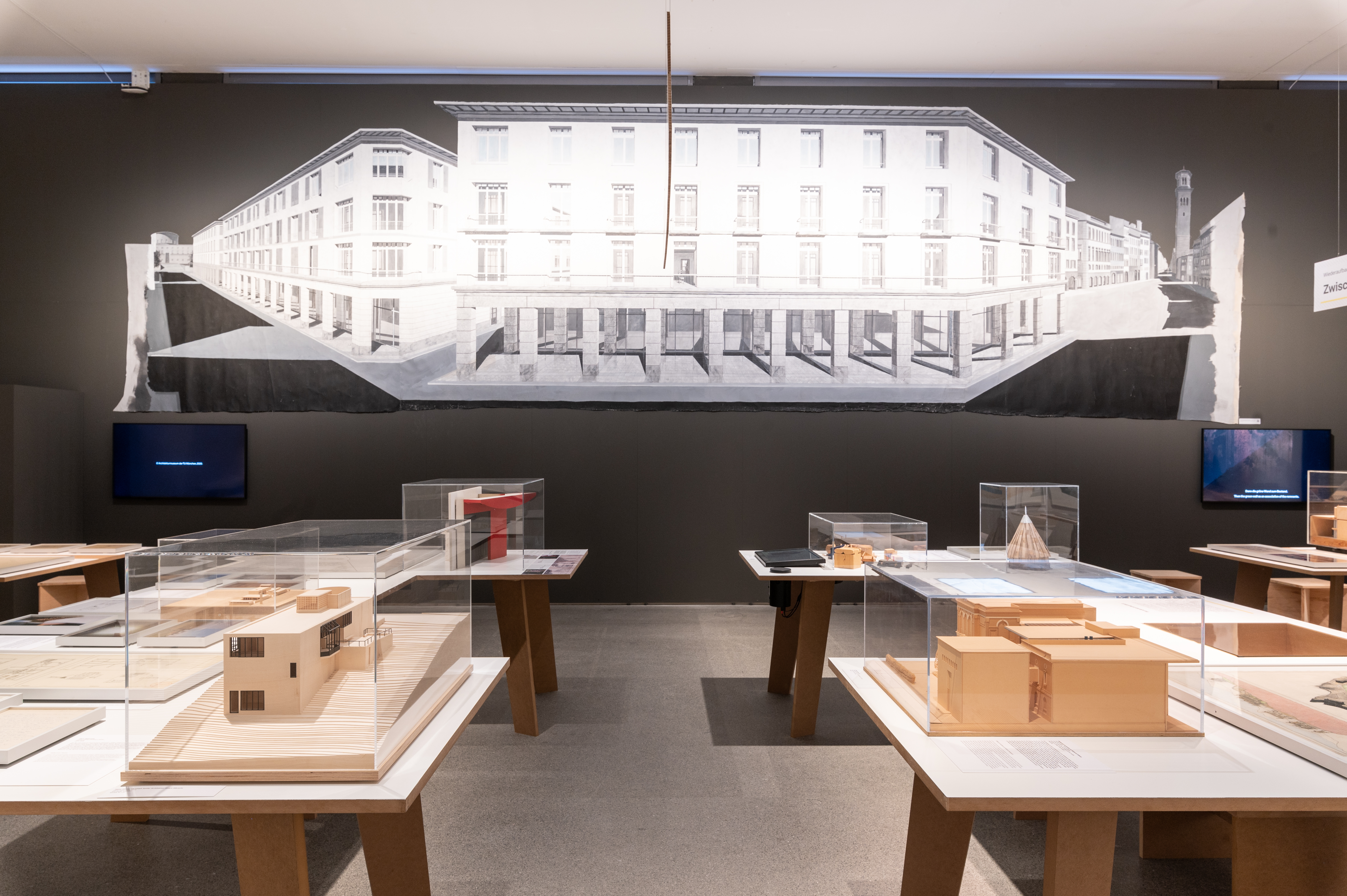 exhibition room with big wall poster